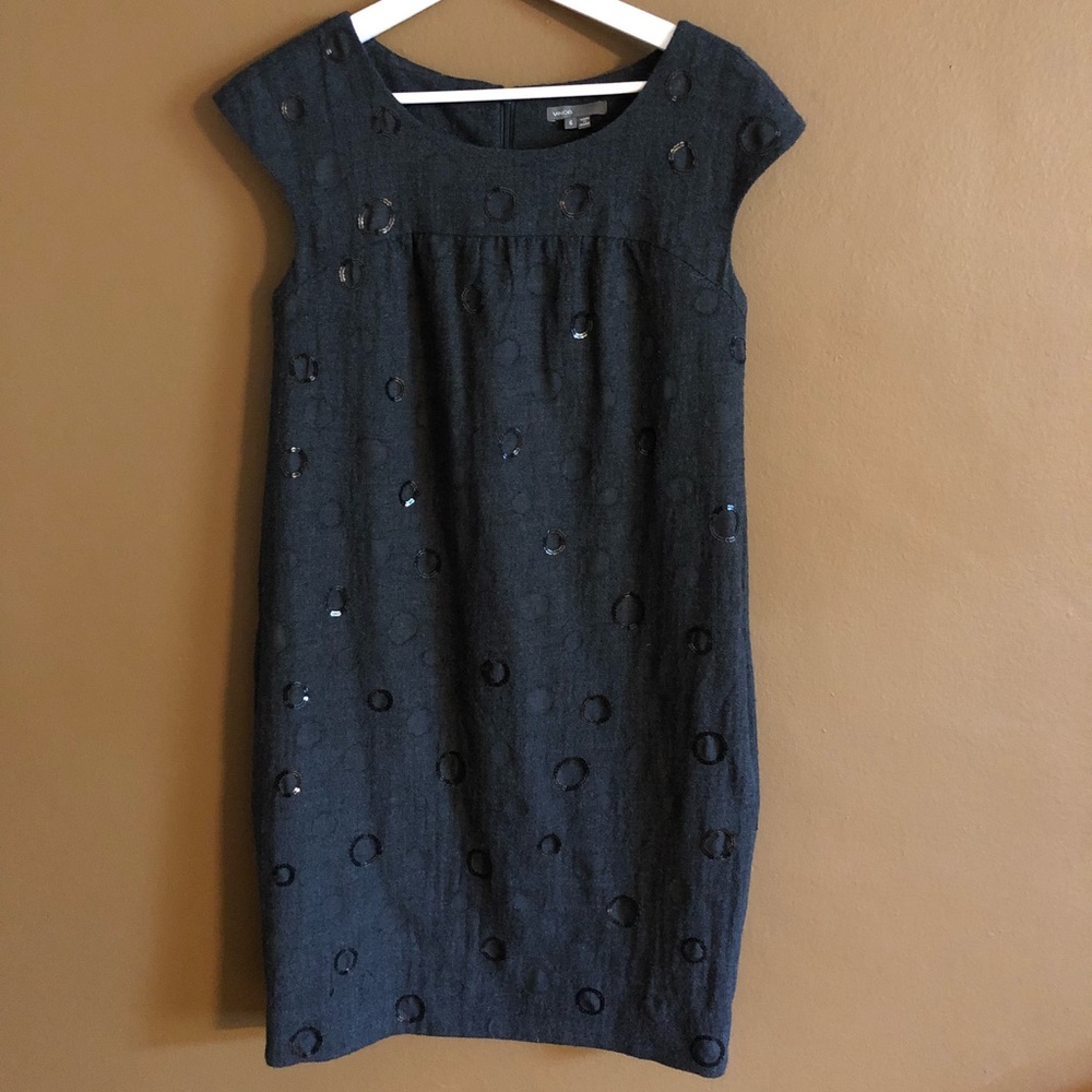 VINCE gray cap sleeve wool dress